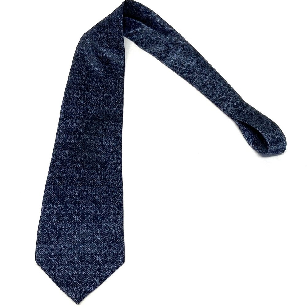 Pierre Cardin Silk Neck Tie Blue Snowflake Geometric Tiled Pattern Classic Style